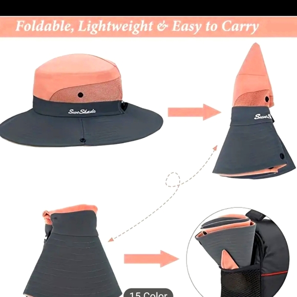 SUN SHADE BRIMMED HAT, VARIED COLORS, ONE SIZE FITS MOST - Picture 6 of 6